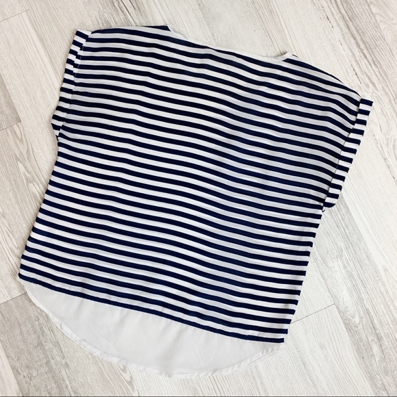 A.N.A. Sheer Navy Striped Blouse - Picture 3 of 7